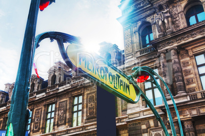 Metropolitain sign in Paris, France