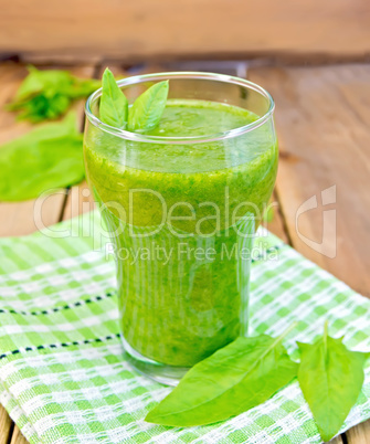 Cocktail with spinach on napkin