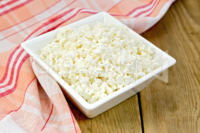 Curd with red napkin on board