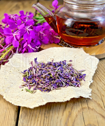 Fireweed dry with teapot on board