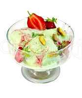 Ice cream strawberry-pistachio