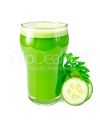 Juice cucumber in glass with cucumber and parsley