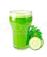 Juice cucumber in glass with cucumber and parsley
