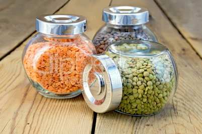 Lentils are different in three banks on board