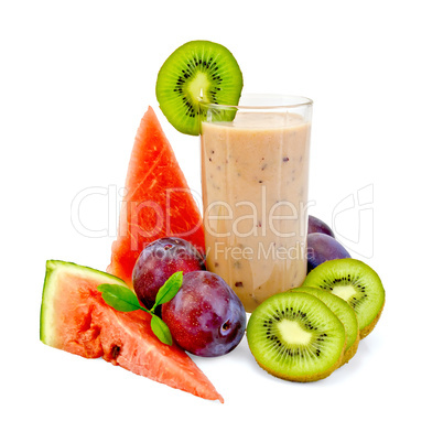 Milkshake with watermelon and kiwi