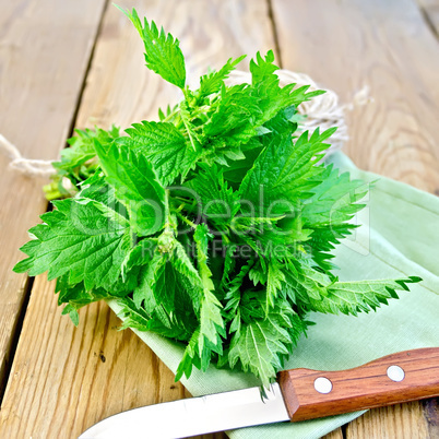 Nettles with knife on napkin