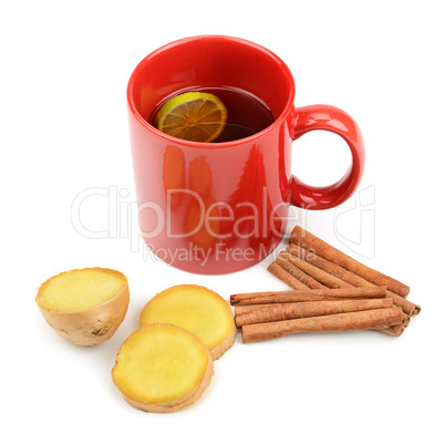 tea, ginger, cinnamon and lemon