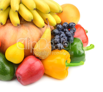 fruits and vegetables isolated on white background