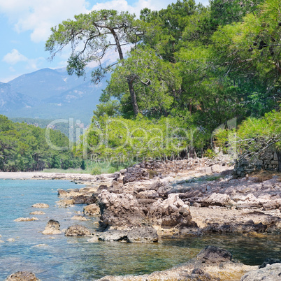 the bay, mountains and picturesque coast