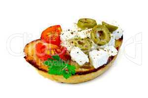 Sandwich with feta and olives