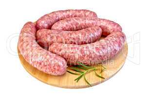 Sausages pork on round board