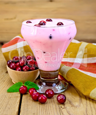Yogurt thick with cranberries and mint on board