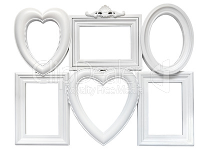 set of white plastic welded frames for photos