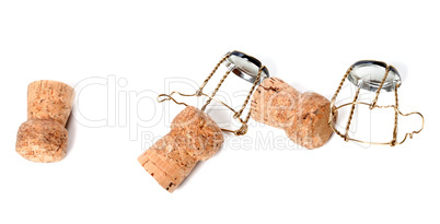 Corks from champagne wine and muselets