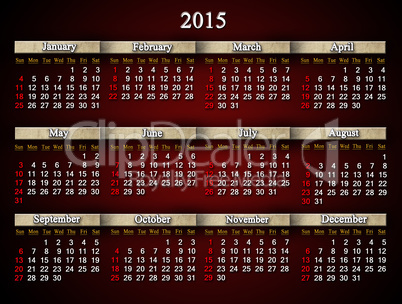 claret calendar for 2015 year