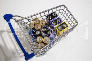 Einkaufswagen mit Batterien