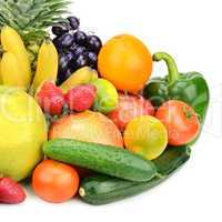 vegetables and fruits isolated on white background