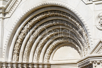 Romanesque arch over the entrance to the monastery