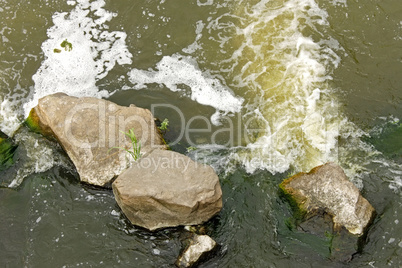 Rapid foamy river flow