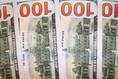 reverse side of hundred dollar bank notes