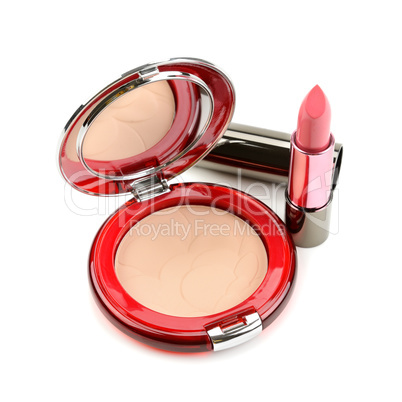 lipstick and compact powder