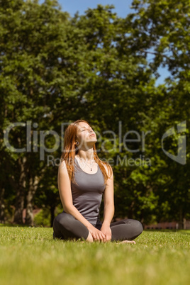 Portrait of a pretty redhead sitting carefree