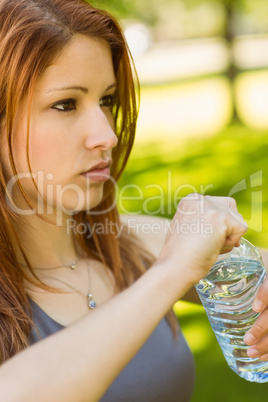 Pretty redhead determined on her health