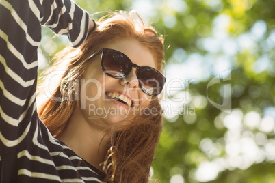 Beautiful woman wearing sunglasses