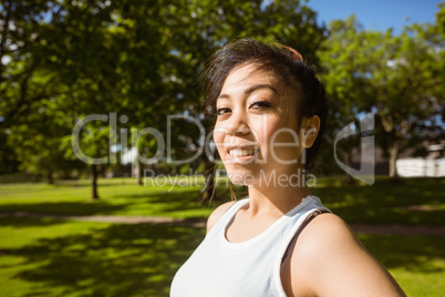 Portrait of beautiful woman in park