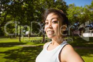 Portrait of beautiful woman in park