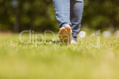 Close up of pretty redhead walking