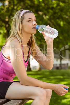 Fit blonde taking a break in the park