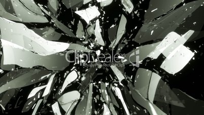 Glass shattering slow motion and motion blur. Alpha matte