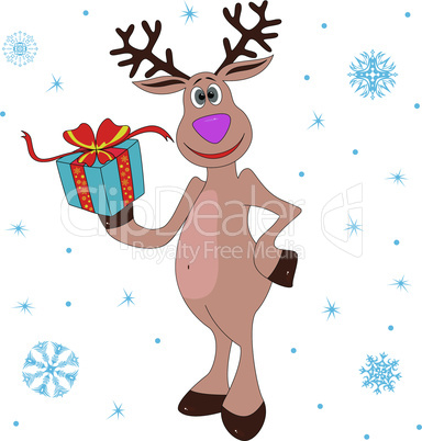 Christmas Reindeer holding a gift
