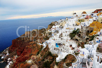 The sunset in Oia, Santorini island, Greece