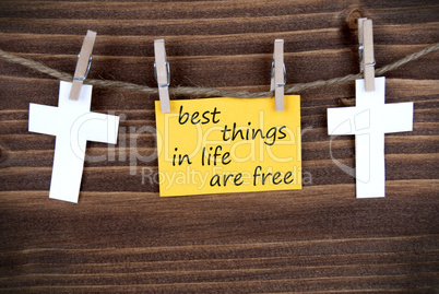 Yellow Label With Life Quote Best Things in Life Are Free