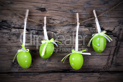 Four Green Easter Eggs With Frame