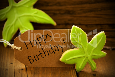 Brown Organic Label With English Text Happy Birthday