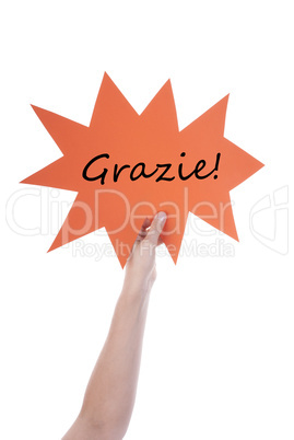 Orange Speech Balloon With Italian Grazie