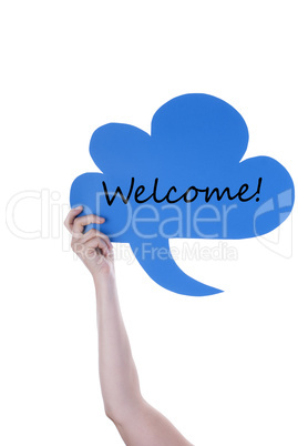 Blue Speech Balloon With Welcome