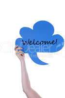 Blue Speech Balloon With Welcome