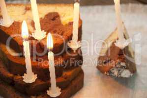 Homemade Cake With Many Candles
