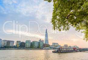Wonderful panoramic view of London buildings along river Thames