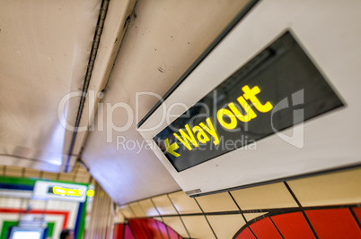 Way out sign on a underground station