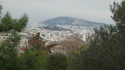 Athen Panorama mit Bäumen