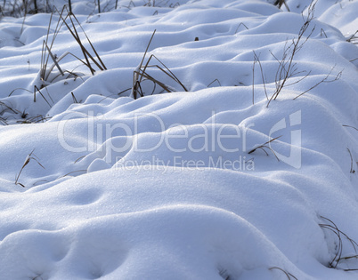 Snowdrifts after snowfall in morning