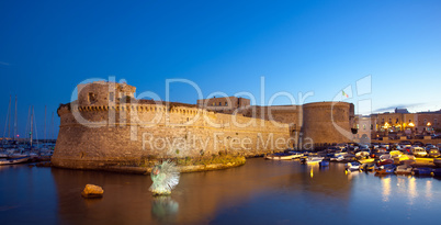 Angevin Castle of Gallipoli by night