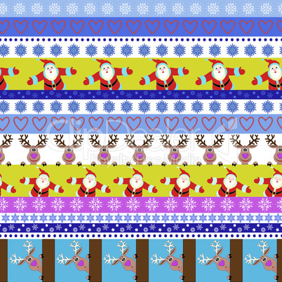 Christmas seamless pattern with Santa and reindeer