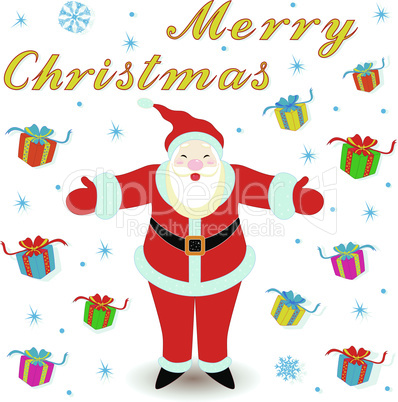 Marry Christmas with Santa Claus and gifts