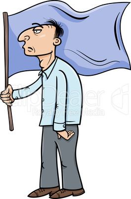 man with flag cartoon illustration